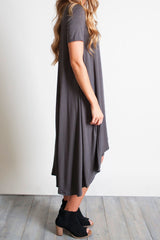 Dark Gray Piko High Low Dress - DEV!  - 2