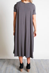 Dark Gray Piko High Low Dress - DEV!  - 3