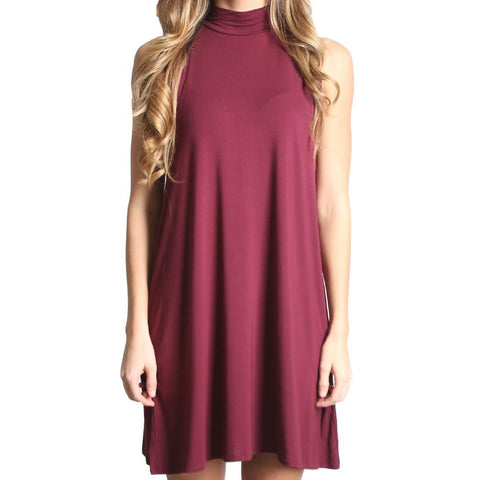 Dark Maroon Piko Mock Neck Tunic