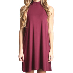 Dark Maroon Piko Mock Neck Tunic - DEV!  - 1