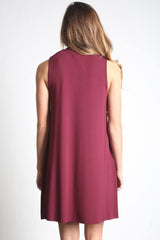 Dark Maroon Piko Mock Neck Tunic - DEV!  - 3