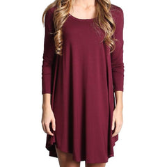 Dark Maroon Piko Scoop Neck Dress - DEV!  - 1
