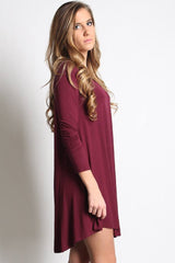 Dark Maroon Piko Scoop Neck Dress - DEV!  - 2