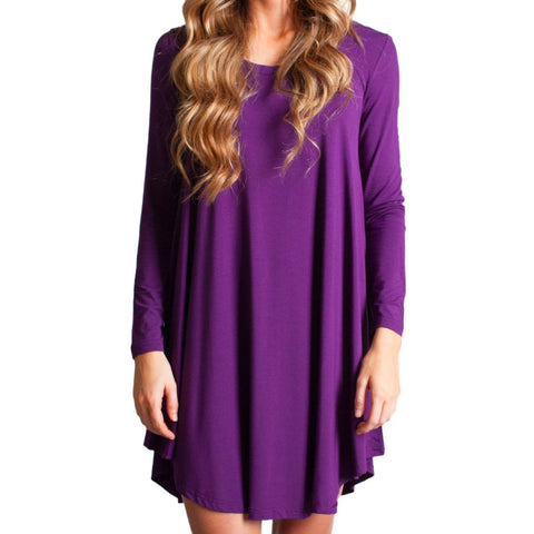 Dark Purple Piko Scoop Neck Dress