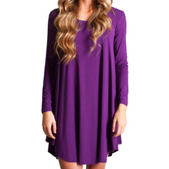 Dark Purple Piko Scoop Neck Dress - DEV!  - 1