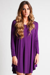 Dark Purple Piko Scoop Neck Dress - DEV!  - 4