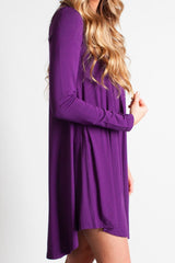 Dark Purple Piko Scoop Neck Dress - DEV!  - 2