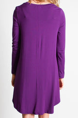 Dark Purple Piko Scoop Neck Dress - DEV!  - 3