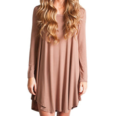Mocha Piko Scoop Neck Dress - DEV!  - 1