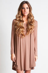 Mocha Piko Scoop Neck Dress - DEV!  - 4