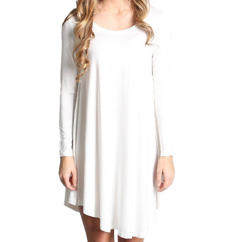 Off White Piko Scoop Neck Dress
