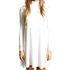 Off White Piko Turtleneck Swing Dress - DEV!  - 1
