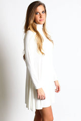 Off White Piko Turtleneck Swing Dress - DEV!  - 2