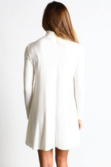 Off White Piko Turtleneck Swing Dress - DEV!  - 3