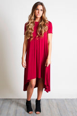 Wine Piko High Low Dress - DEV!  - 4