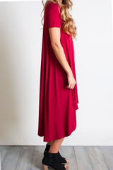 Wine Piko High Low Dress - DEV!  - 2