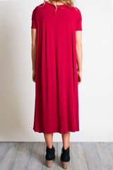 Wine Piko High Low Dress - DEV!  - 3
