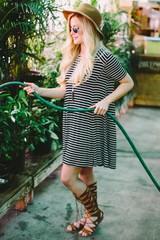 Black Stripe Piko Swing Dress - DEV!  - 3