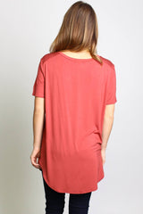 Marsala Piko Short Sleeve Curved Hem Top - DEV!  - 3