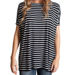 Black Stripe Piko Short Sleeve Top - DEV!  - 1