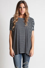 Black Stripe Piko Short Sleeve Top - DEV!  - 4